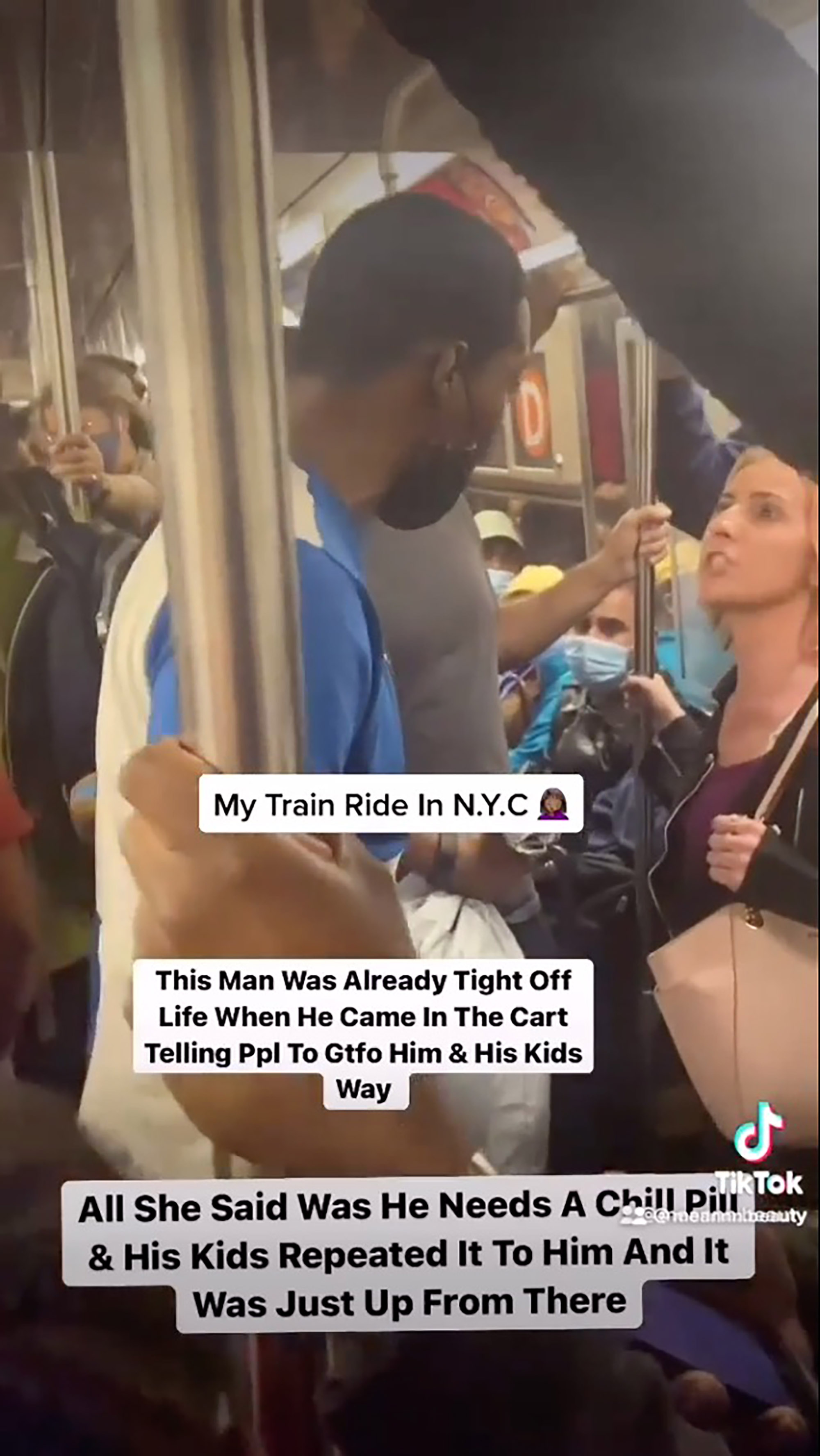 The man and woman seen arguing on the train.