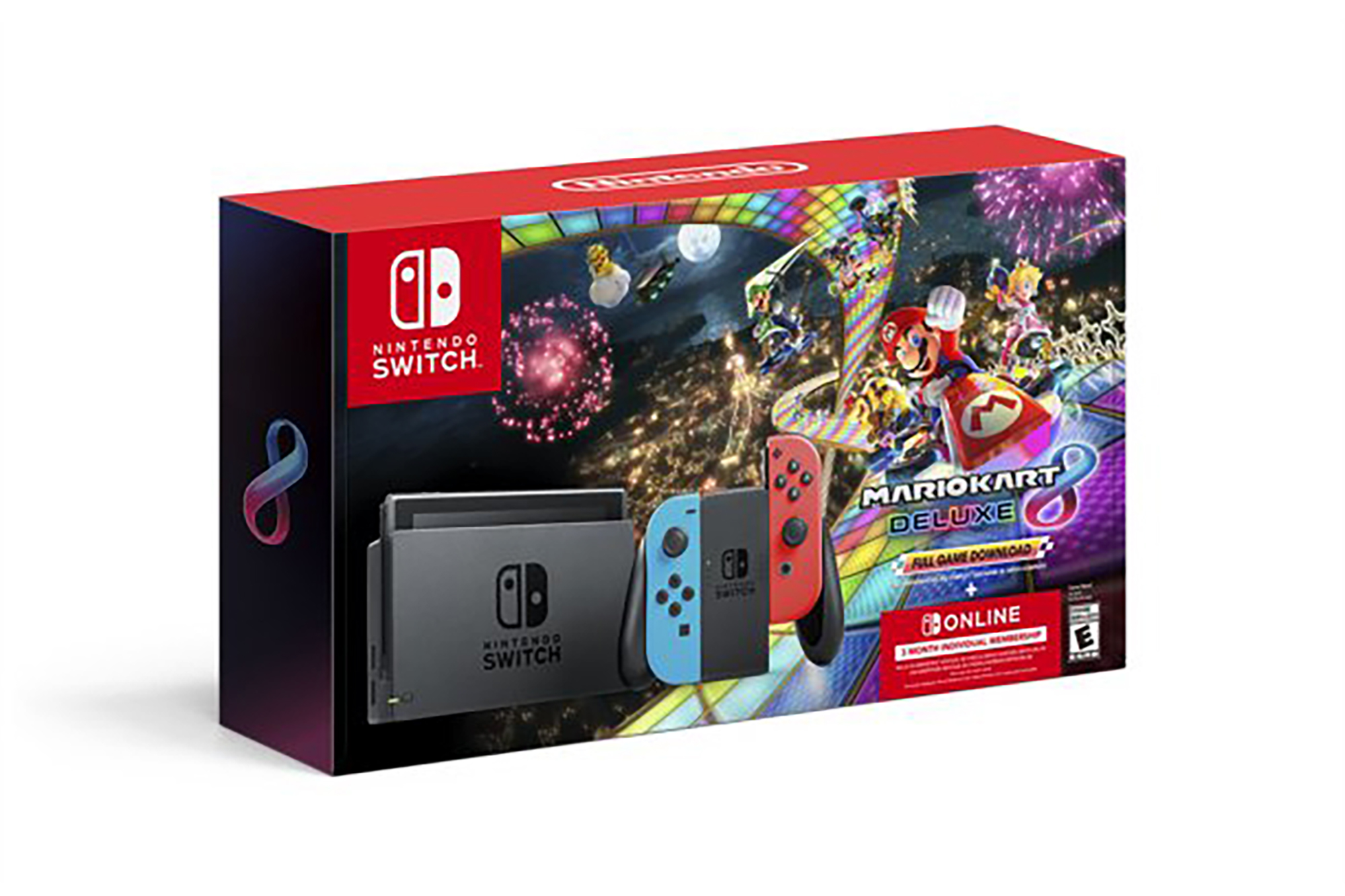 A Nintendo Switch and Mario Kart 8 package 