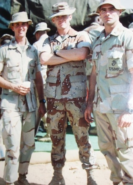 Jon Connors, active duty in Africa (center).