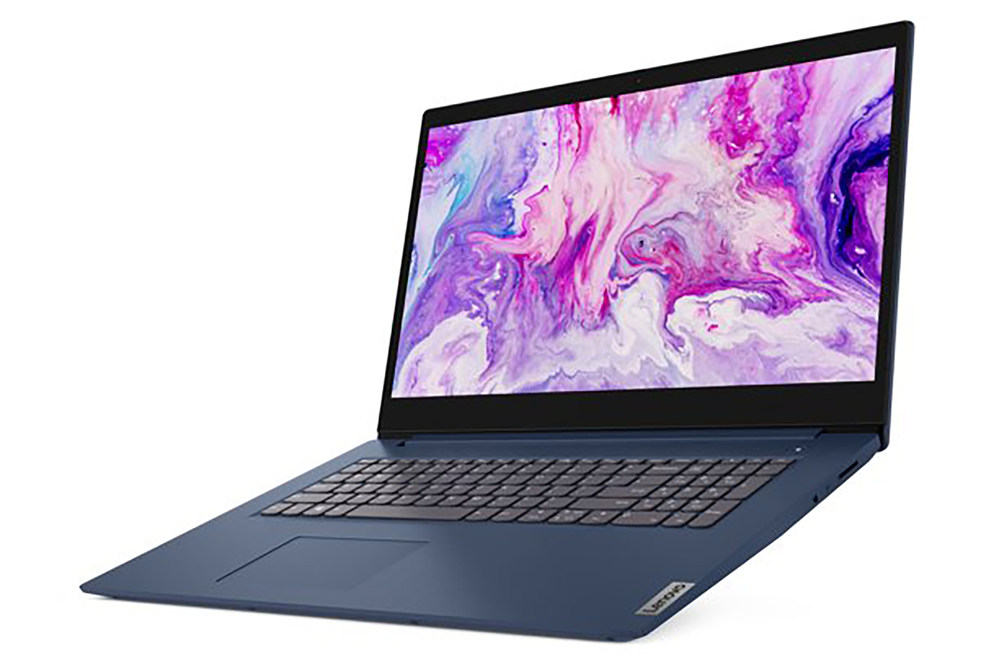 A computer with a purple screen