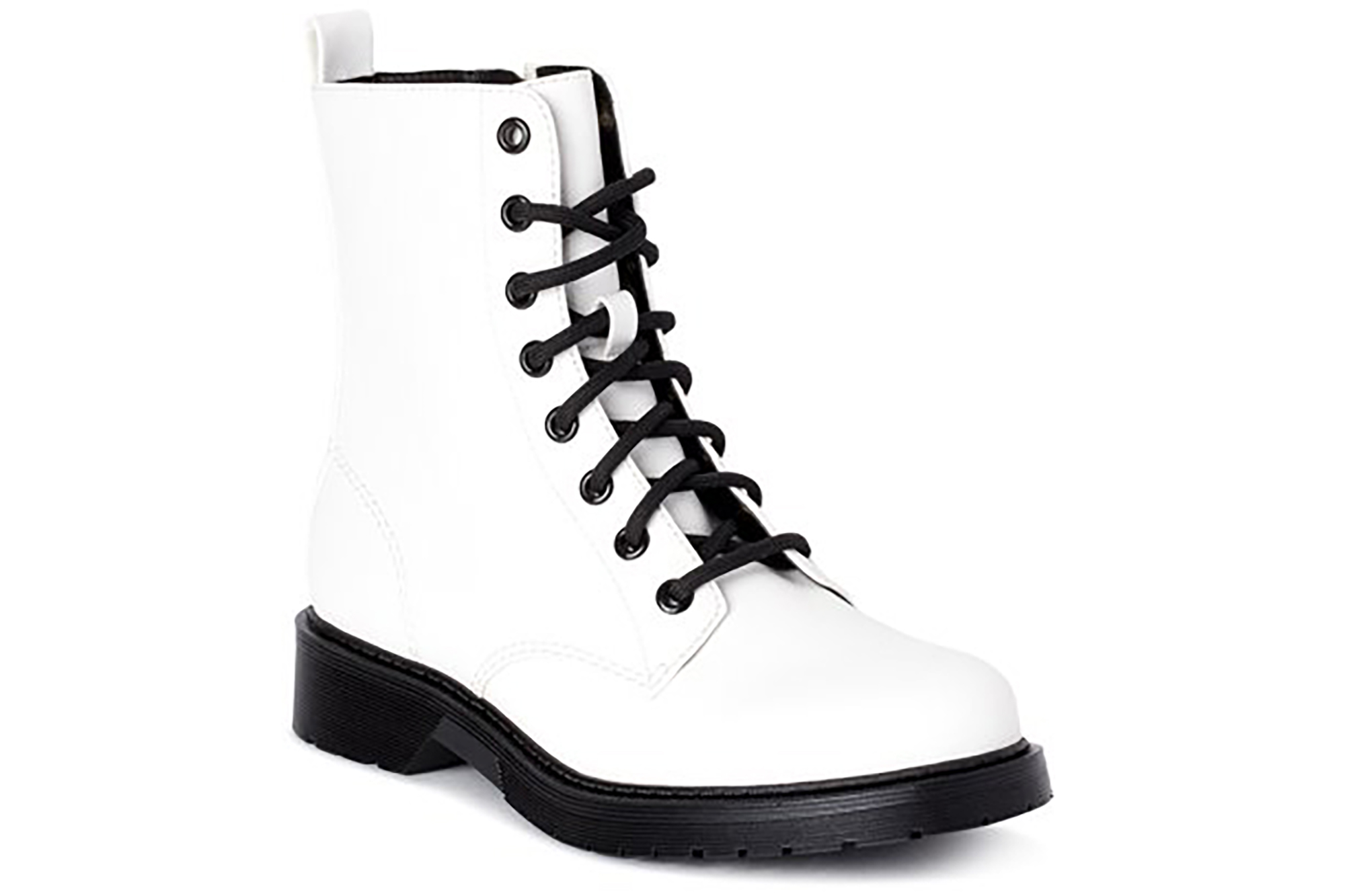 a white combat boot