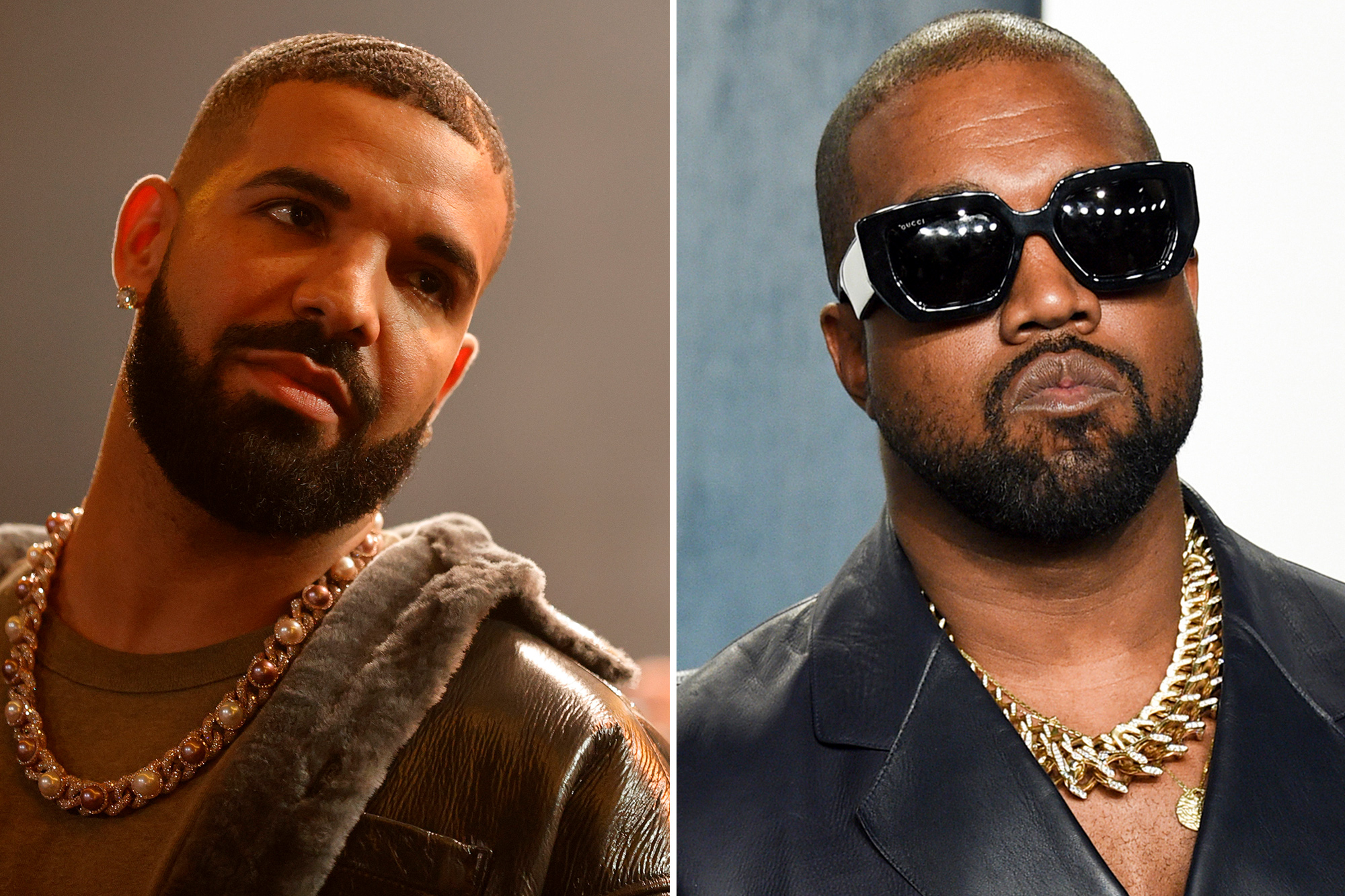 A split of Drake and Kanye West.