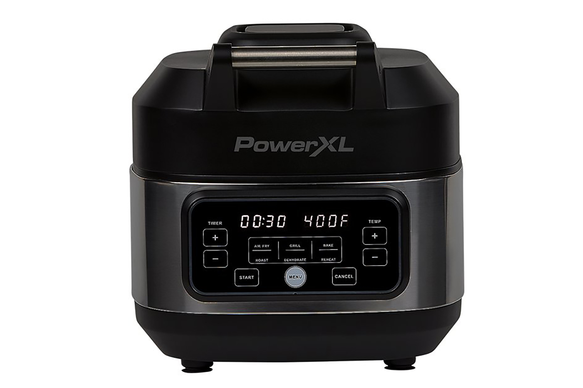 A black air fryer and grill