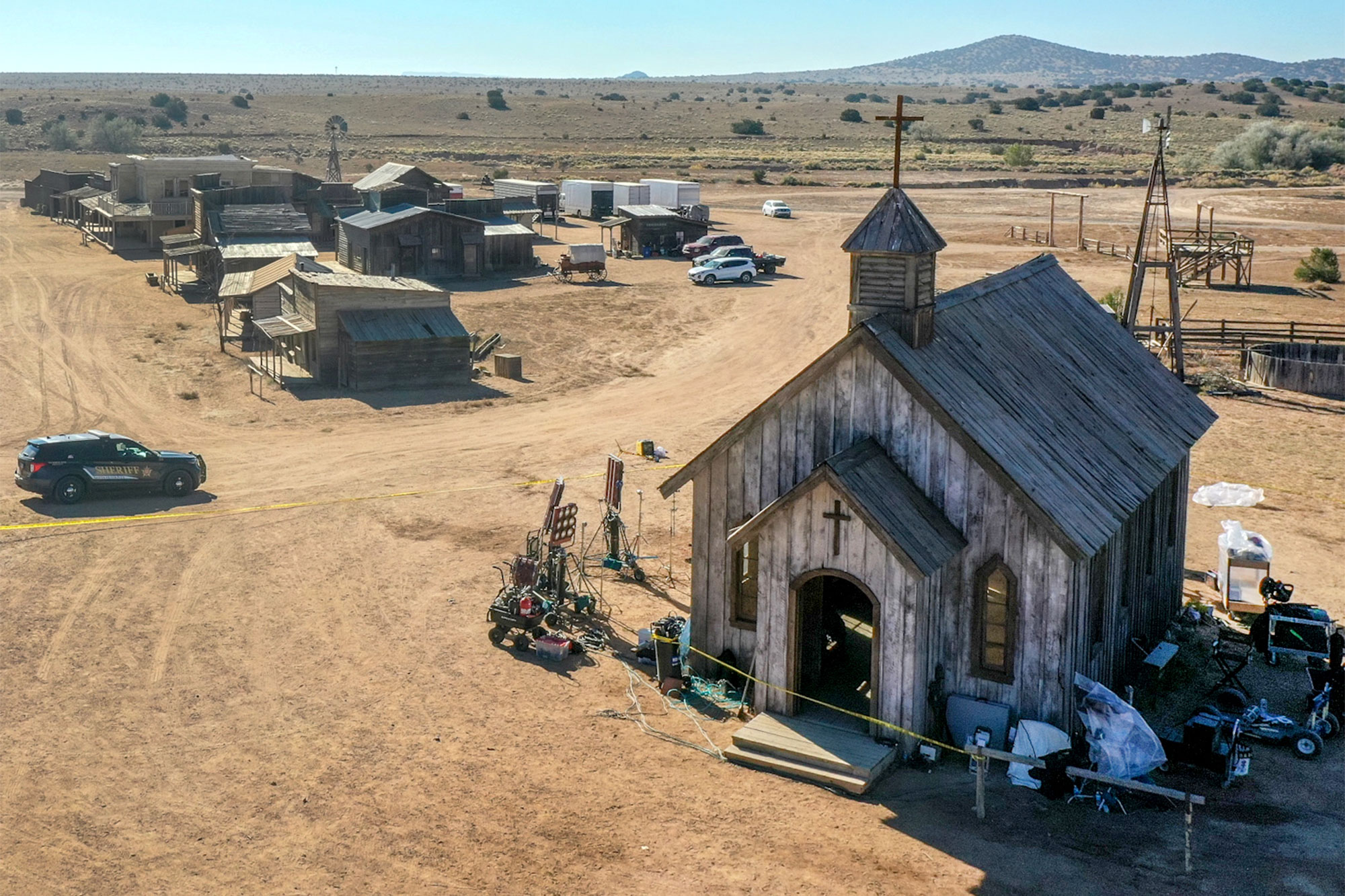 Santa Fe County Sheriff's deputy unit at the Bonanza Creek Ranch movie set where an accident involving actor Alec Baldwin took place on Thursday October 21.