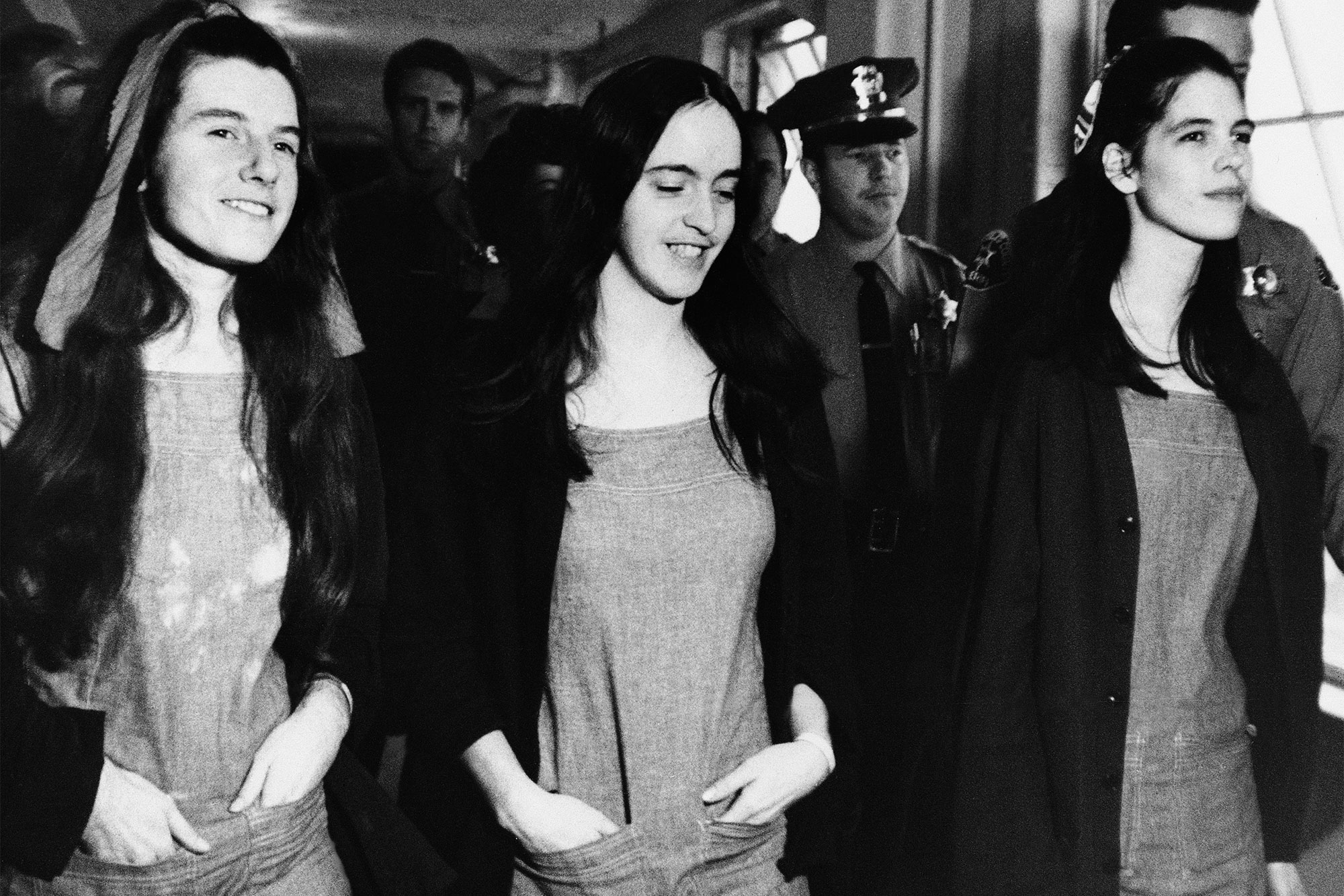 Leslie Van Houten (right), one of the youngest members of Charles Manson's
