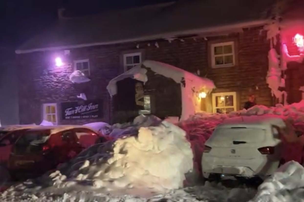 The Tan Hill Inn was completely snowed in after Winter Storm Arwen hit northern England.