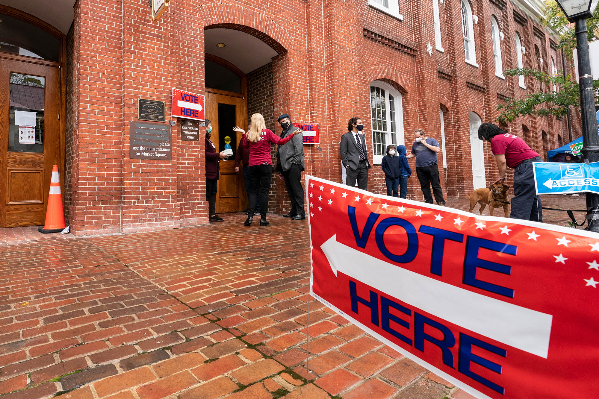 A line of people waiting to vote on Election Day in Alexandria, Virginia on November 2, 2021.