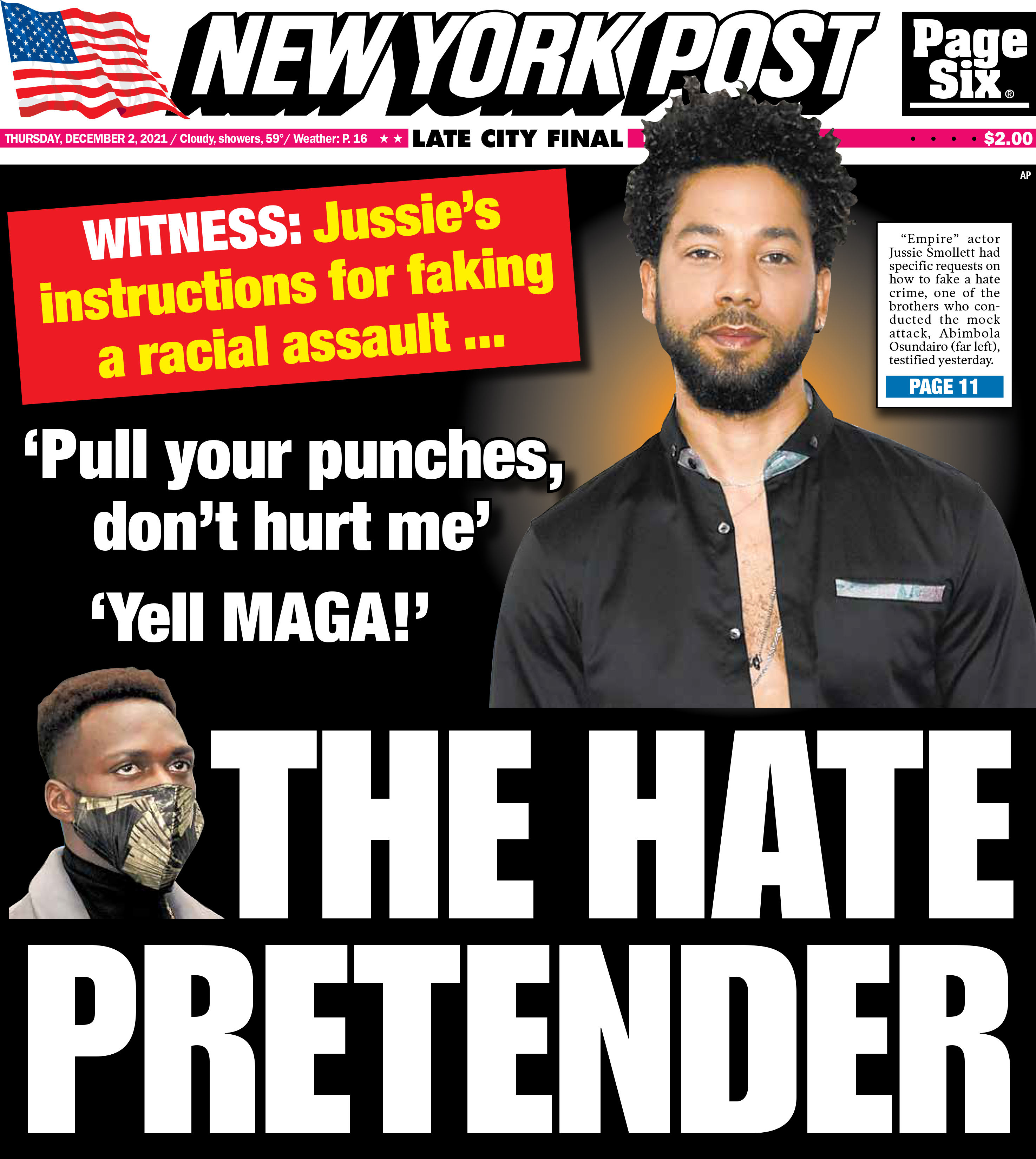 New York Post front cover December 2, 2021.