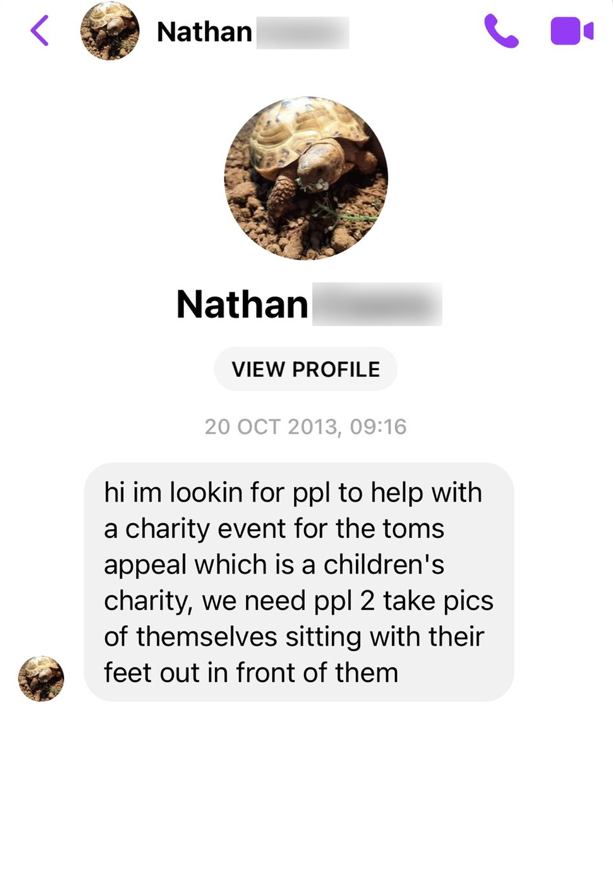 Nathan had allegedly sent a similar message to someone in 2013. 