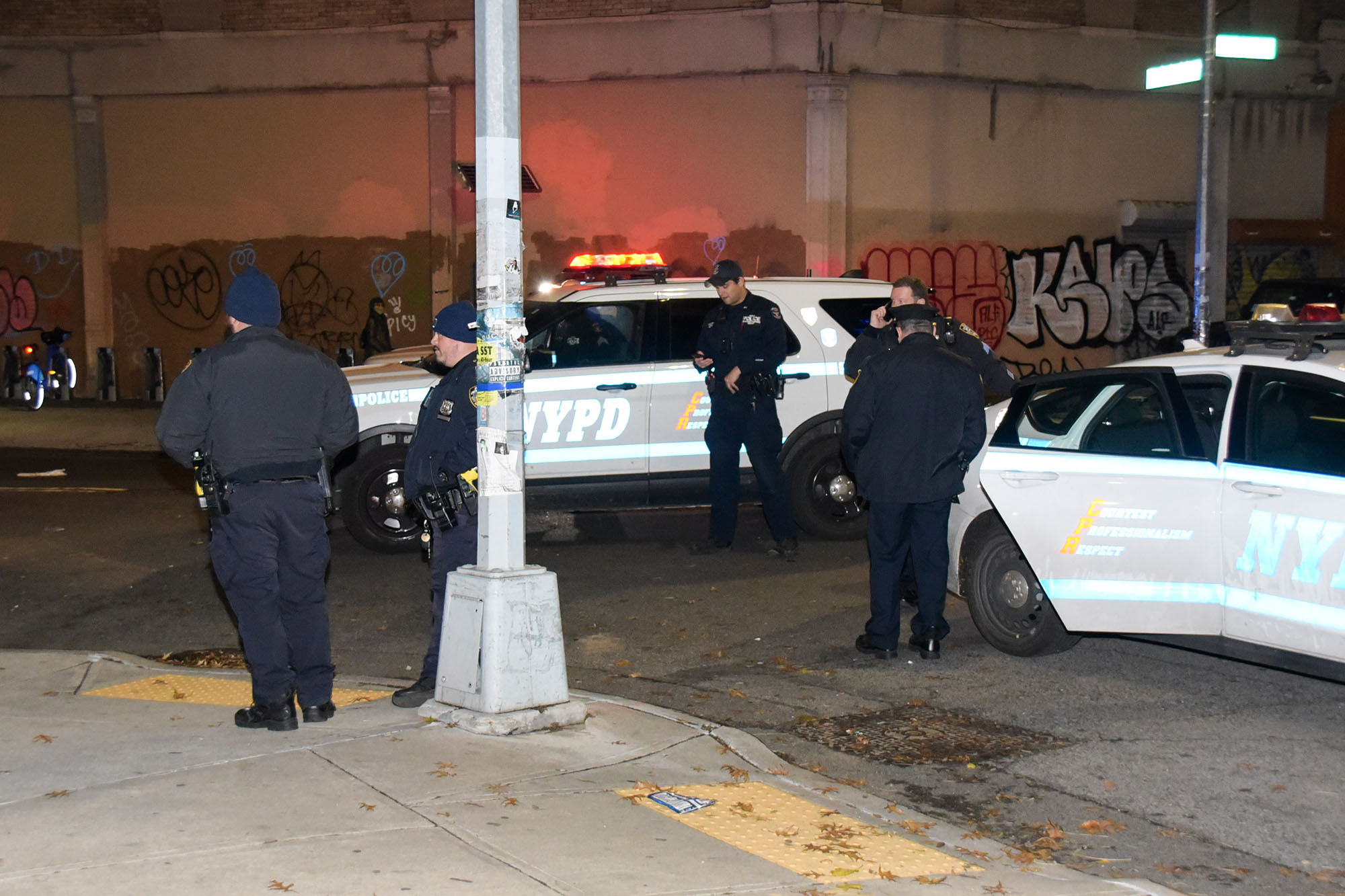 Police at the scene of a shooting.