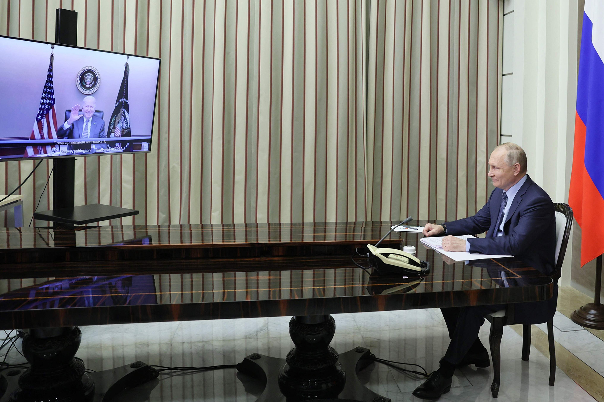 Russian President Putin attended a virtual meeting with President Biden.