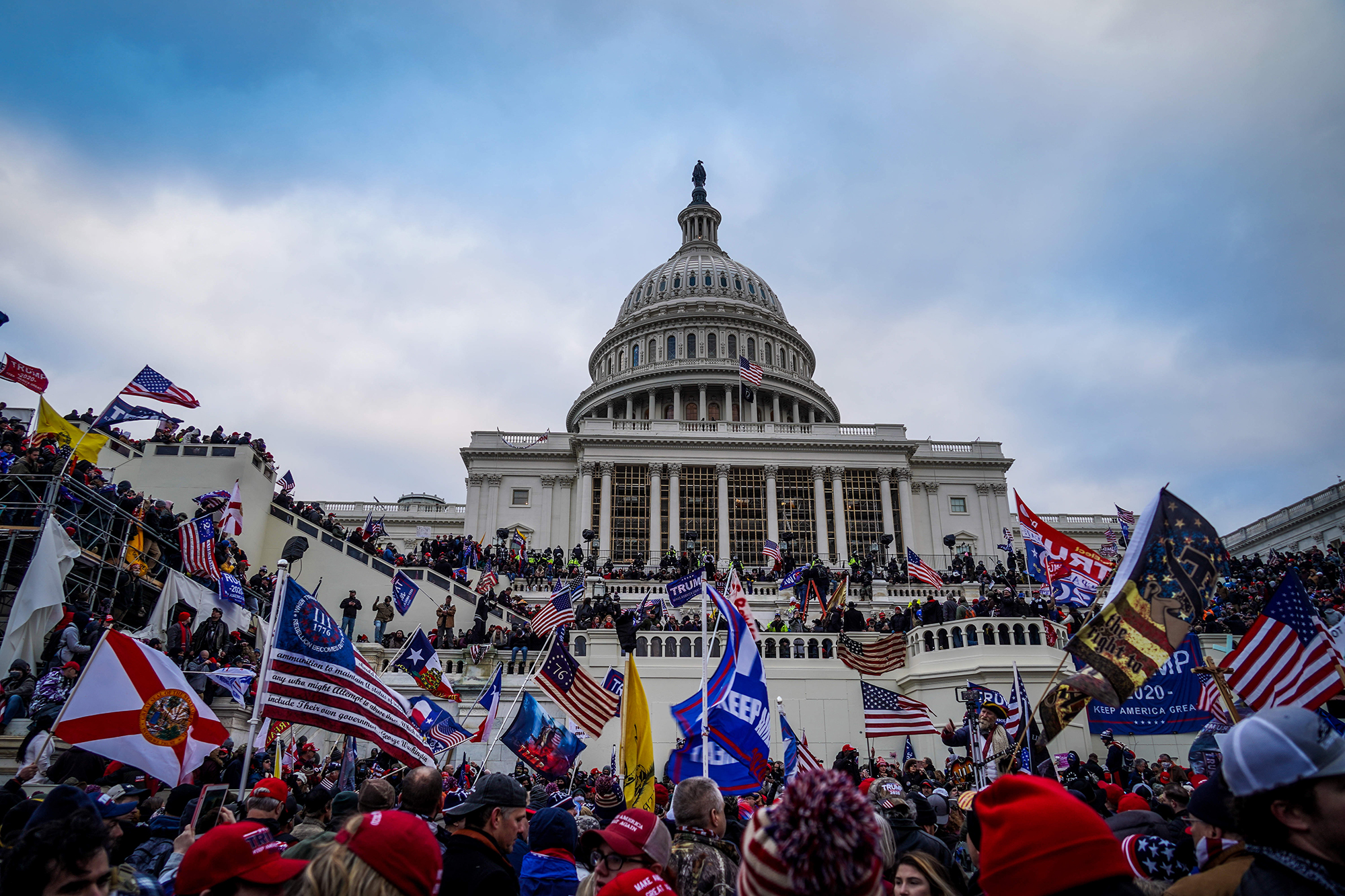 Trump supporters storm the US Capitol building to  to protest the ratification of the then President-elect Joe Biden's Electoral College victory over President Trump in the 2020 election.