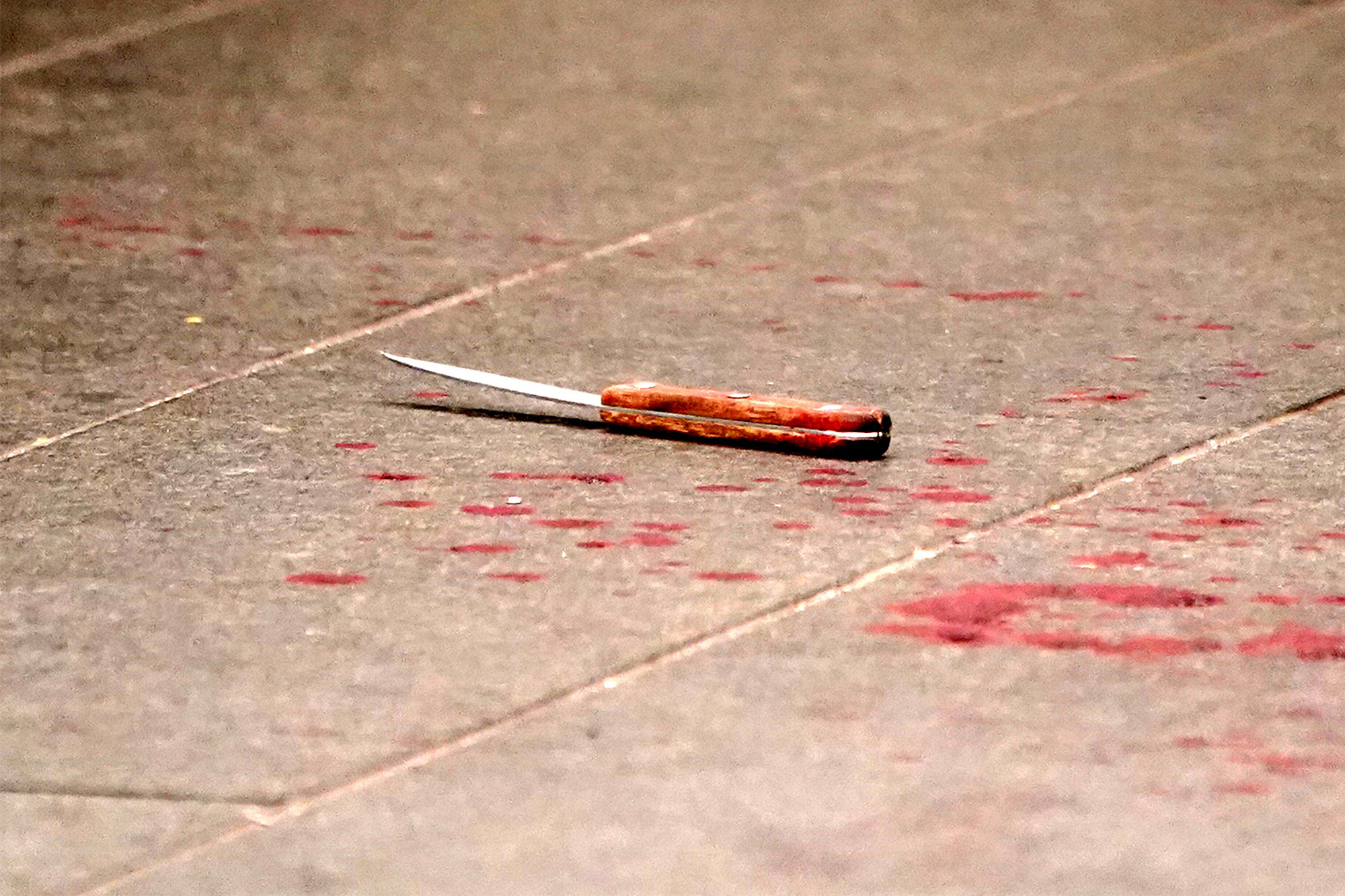 A knife at the scene of the stabbing.