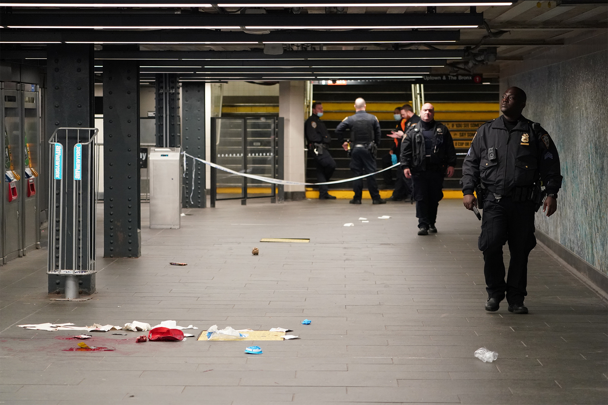 NYPD at the scene of the fatal stabbing a Penn Station on November 21, 2021.
