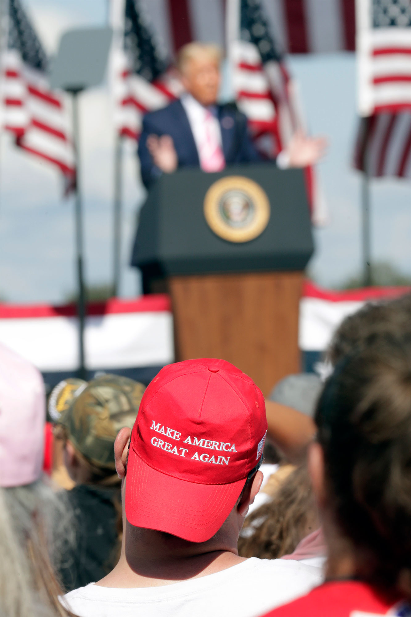 A supporter wears a 